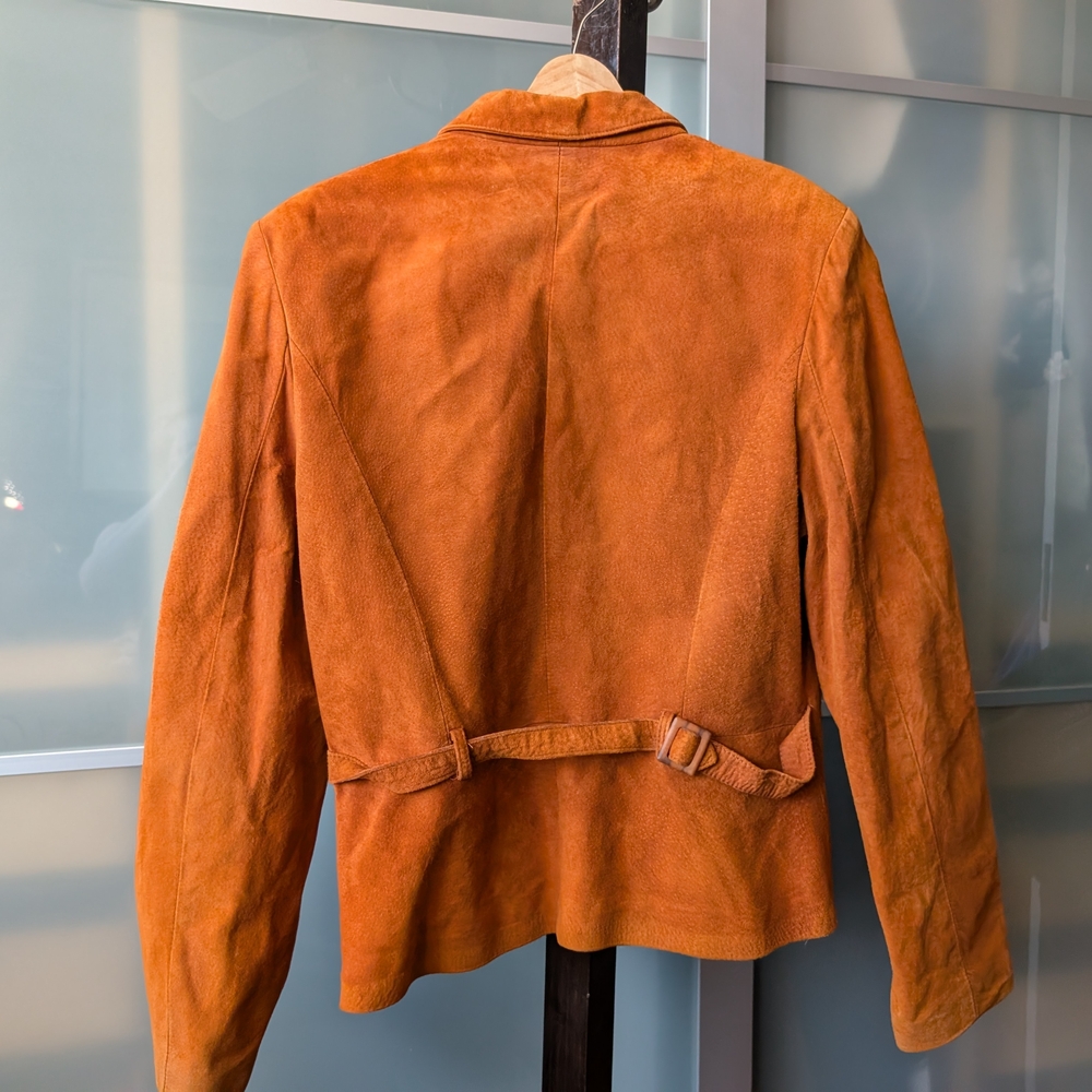 📼🇨🇦 Awesome Vintage Danier Orange Suede Jacket With Retro Buttons - Large - Picture 7 of 13
